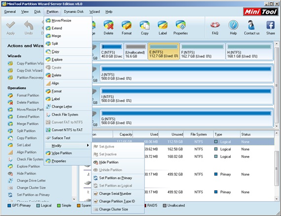 Partition magic for server02