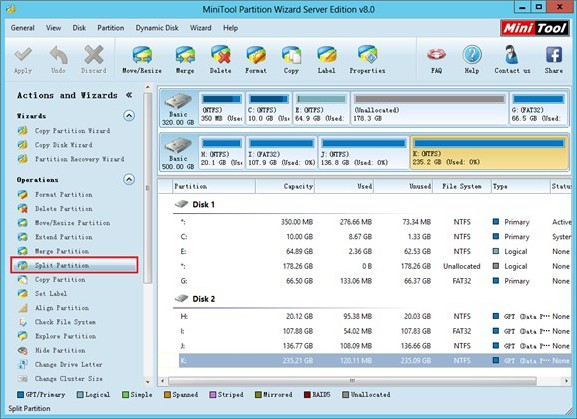 Split GPT partition in Server 2012