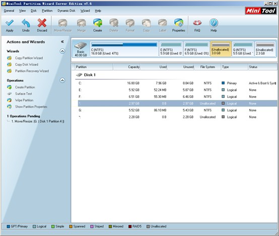 Windows Server 2008 Partition Magic3