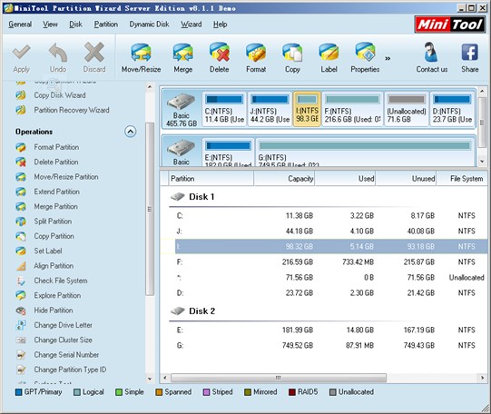 Windows server partition management