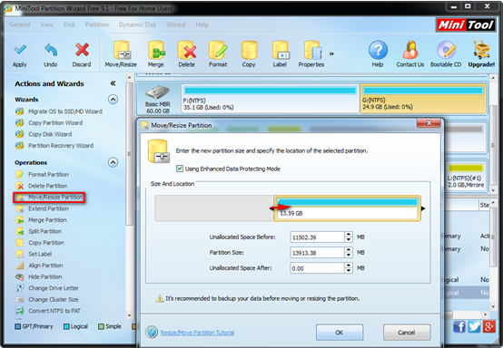 Resize partition D