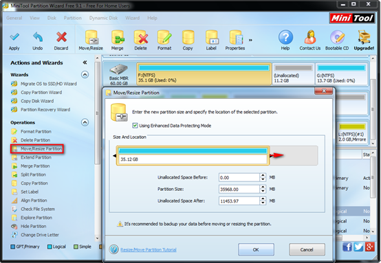 Resize partition C