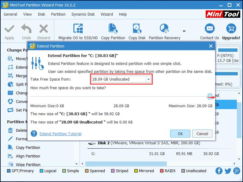 mini tools partition unallocated space not showing